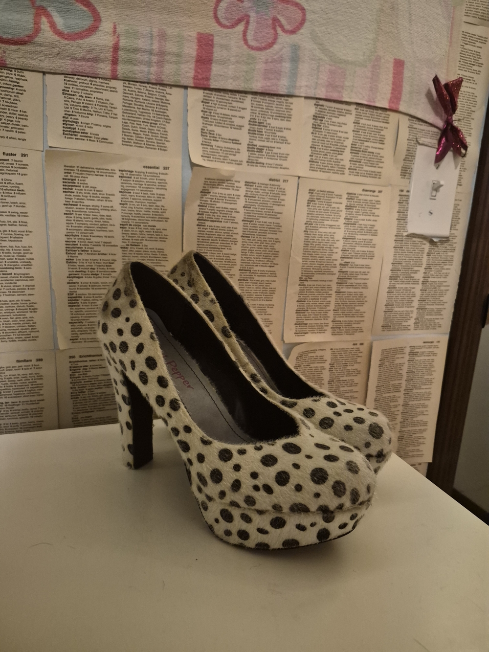 Pink & Pepper Black Polka Dot Platform Heels